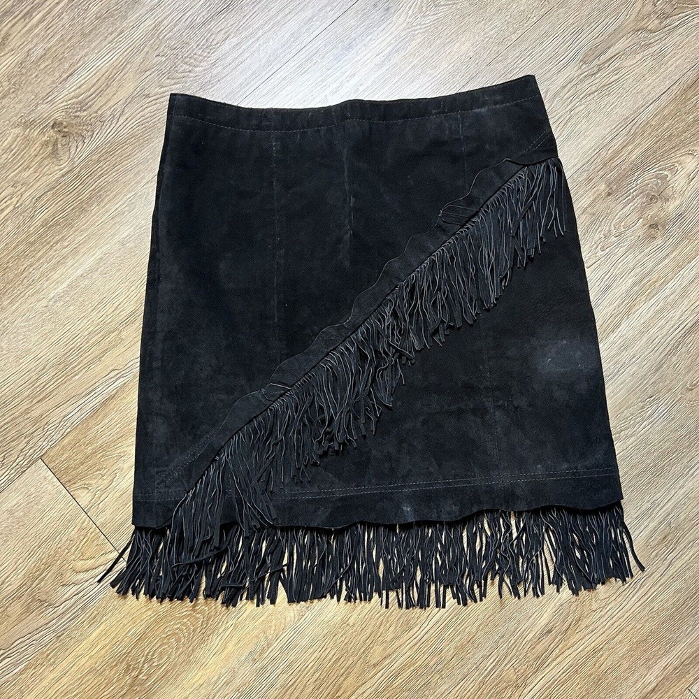 Scully Suede Skirt Women's Medium Leather Western Double Fringe Mini
